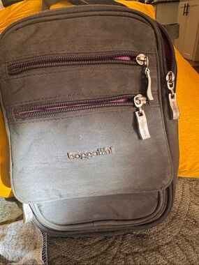 Baggallini Gray Messenger Bag with Purple Trim